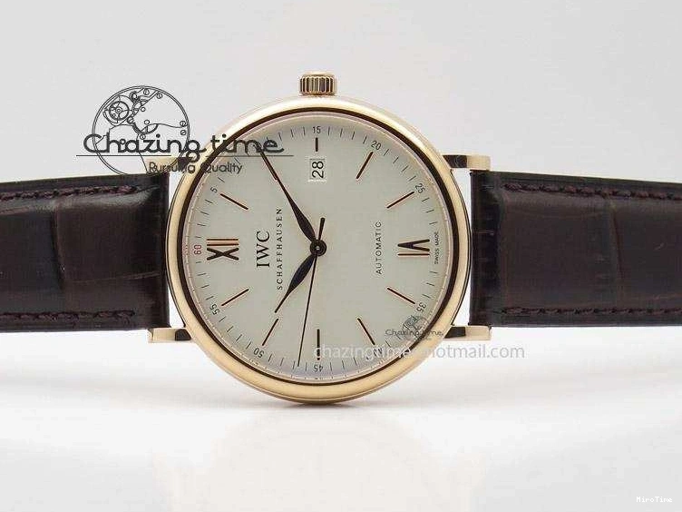 MIROTIME 0425 Modern Portofino SCHAFFHAUSEN RG MKF 1:1 V2 Best Edition White Dial On Brown Leather Strap A 7344